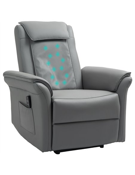 HOMCOM 3D Kneading Massage Recliner Chair with Headrest, Breathable Leather Recliner Armchair, Electric Reclining Chair with Foo - pic 121521 | FastDaddyshop