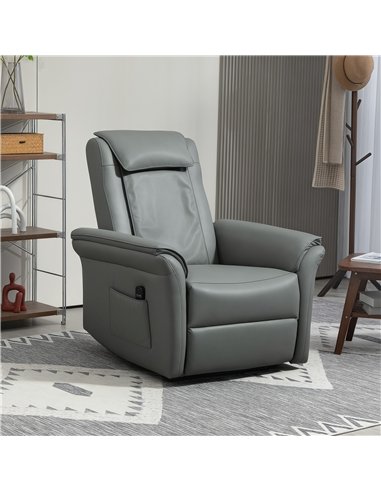 HOMCOM 3D Kneading Massage Recliner Chair with Headrest, Breathable Leather Recliner Armchair, Electric Reclining Chair with Foo