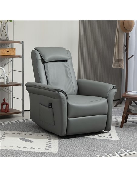 HOMCOM 3D Kneading Massage Recliner Chair with Headrest, Breathable Leather Recliner Armchair, Electric Reclining Chair with Foo - pic 121522 | FastDaddyshop