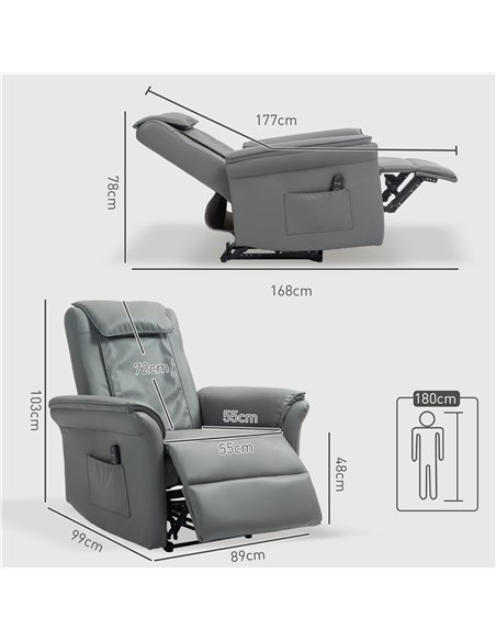 HOMCOM 3D Kneading Massage Recliner Chair with Headrest, Breathable Leather Recliner Armchair, Electric Reclining Chair with Foo - pic 121523 | FastDaddyshop