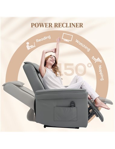 HOMCOM 3D Kneading Massage Recliner Chair with Headrest, Breathable Leather Recliner Armchair, Electric Reclining Chair with Foo