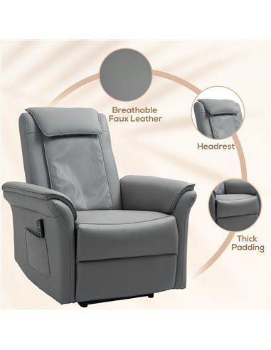 HOMCOM 3D Kneading Massage Recliner Chair with Headrest, Breathable Leather Recliner Armchair, Electric Reclining Chair with Foo
