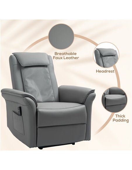 HOMCOM 3D Kneading Massage Recliner Chair with Headrest, Breathable Leather Recliner Armchair, Electric Reclining Chair with Foo - pic 121527 | FastDaddyshop