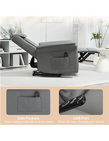 HOMCOM 3D Kneading Massage Recliner Chair with Headrest, Breathable Leather Recliner Armchair, Electric Reclining Chair with Foo