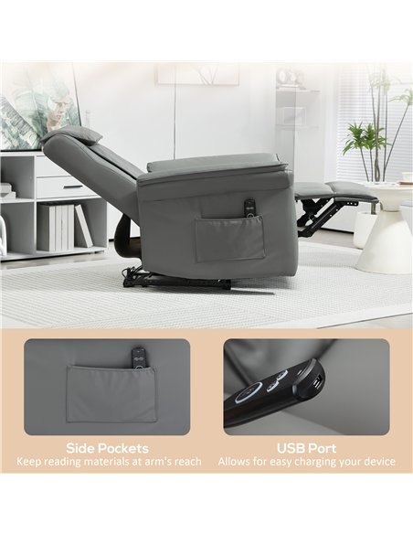 HOMCOM 3D Kneading Massage Recliner Chair with Headrest, Breathable Leather Recliner Armchair, Electric Reclining Chair with Foo - pic 121528 | FastDaddyshop
