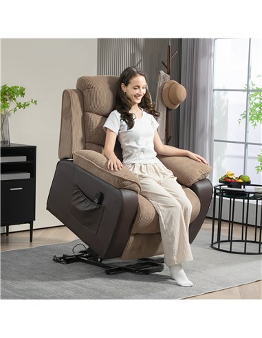 HOMCOM Power Lift Recliner Chair for Elderly, Patchwork Design Oversized Electric Riser and Recliner Armchair for Living Room wi
