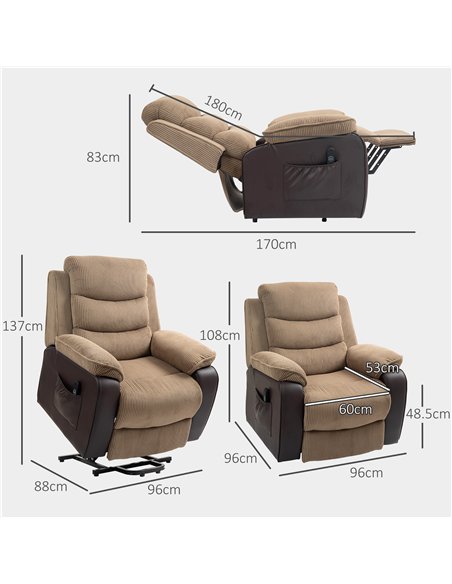 HOMCOM Power Lift Recliner Chair for Elderly, Patchwork Design Oversized Electric Riser and Recliner Armchair for Living Room wi - pic 121532 | FastDaddyshop