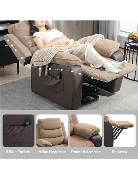 HOMCOM Power Lift Recliner Chair for Elderly, Patchwork Design Oversized Electric Riser and Recliner Armchair for Living Room wi - pic 121536 | FastDaddyshop