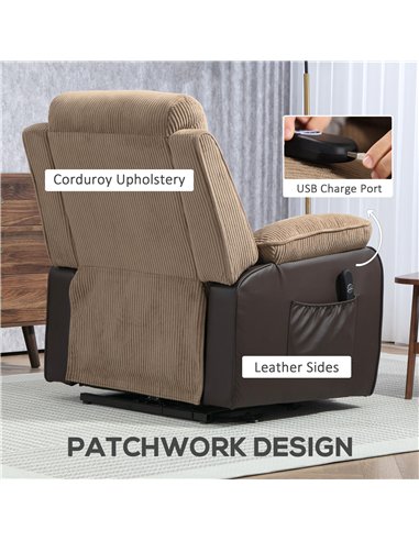 HOMCOM Power Lift Recliner Chair for Elderly, Patchwork Design Oversized Electric Riser and Recliner Armchair for Living Room wi
