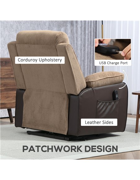 HOMCOM Power Lift Recliner Chair for Elderly, Patchwork Design Oversized Electric Riser and Recliner Armchair for Living Room wi - pic 121537 | FastDaddyshop