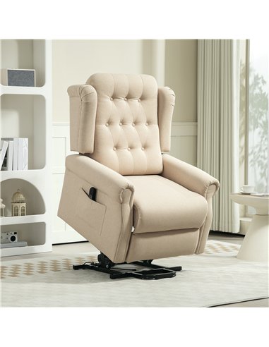 HOMCOM 45° Lifting Riser and Recliner Armchair  - Beige