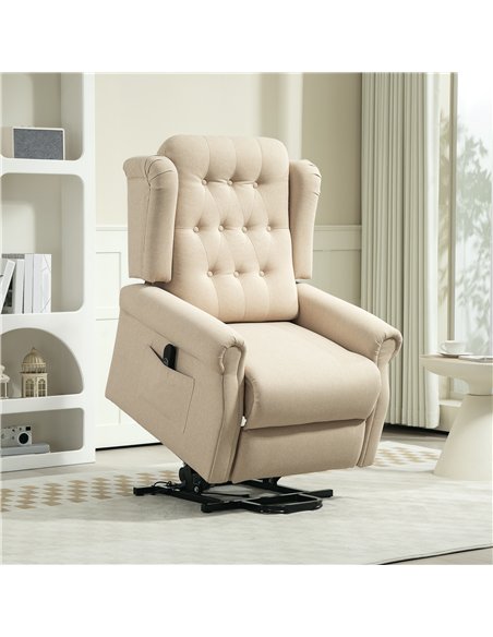 HOMCOM 45° Lifting Riser and Recliner Armchair  - Beige - pic 121540 | FastDaddyshop