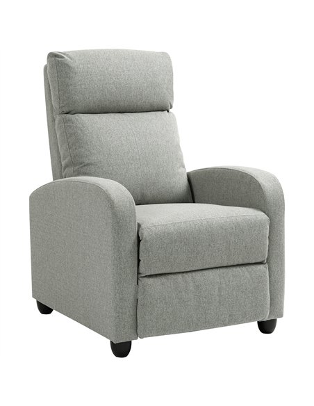 HOMCOM 135° Push Back Recliner Armchair, with Footrest - Grey - pic 121548 | FastDaddyshop