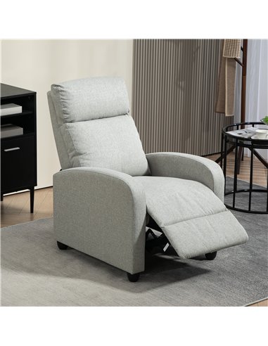HOMCOM 135° Push Back Recliner Armchair, with Footrest - Grey