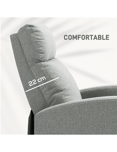 HOMCOM 135° Push Back Recliner Armchair, with Footrest - Grey