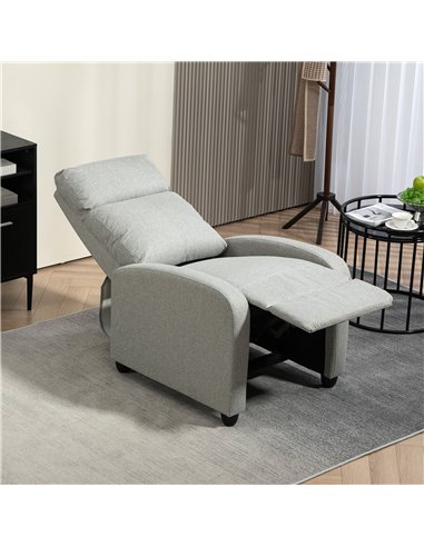 HOMCOM 135° Push Back Recliner Armchair, with Footrest - Grey
