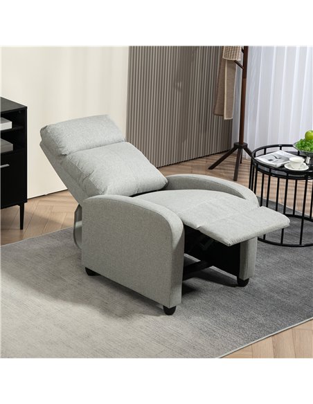 HOMCOM 135° Push Back Recliner Armchair, with Footrest - Grey - pic 121554 | FastDaddyshop