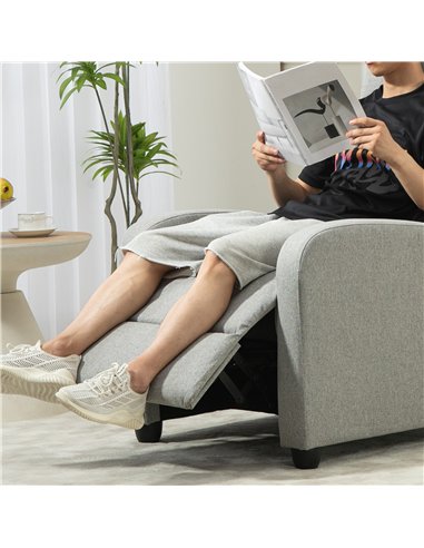 HOMCOM 135° Push Back Recliner Armchair, with Footrest - Grey