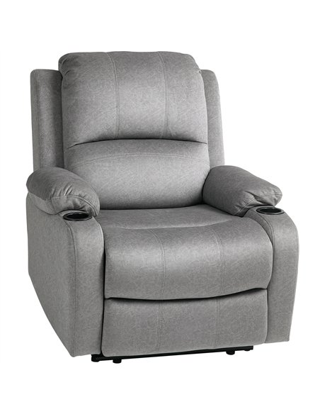 HOMCOM Microfibre Manual Reclining Armchair, with Footrest - Grey - pic 121557 | FastDaddyshop