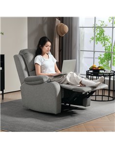 HOMCOM Microfibre Manual Reclining Armchair, with Footrest - Grey 2