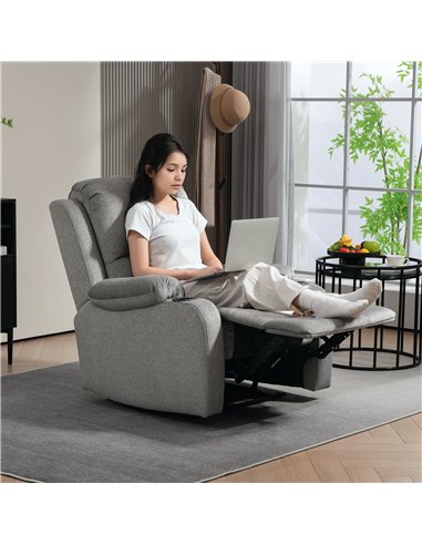 HOMCOM Microfibre Manual Reclining Armchair, with Footrest - Grey