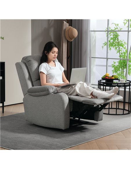 HOMCOM Microfibre Manual Reclining Armchair, with Footrest - Grey - pic 121558 | FastDaddyshop