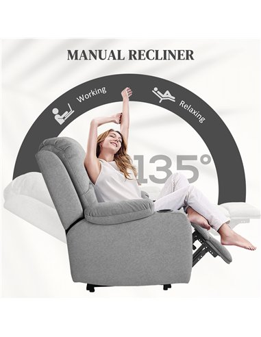 HOMCOM Microfibre Manual Reclining Armchair, with Footrest - Grey