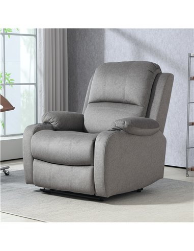HOMCOM Microfibre Manual Reclining Armchair, with Footrest - Grey