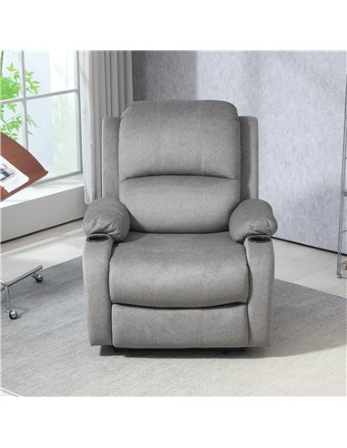 HOMCOM Microfibre Manual Reclining Armchair, with Footrest - Grey