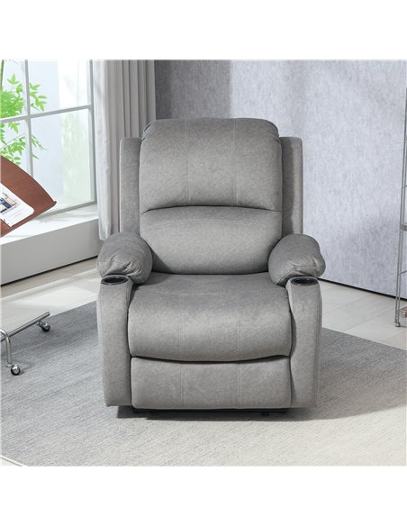 HOMCOM Microfibre Manual Reclining Armchair, with Footrest - Grey - pic 121564 | FastDaddyshop