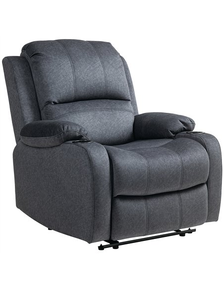 HOMCOM Microfibre Manual Reclining Armchair, with Footrest - Black - pic 121566 | FastDaddyshop