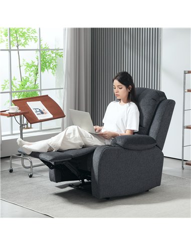 HOMCOM Microfibre Manual Reclining Armchair, with Footrest - Black