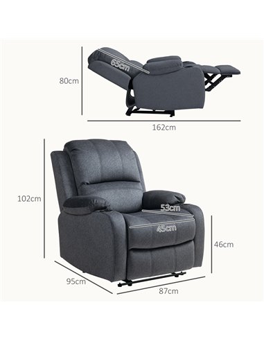 HOMCOM Microfibre Manual Reclining Armchair, with Footrest - Black