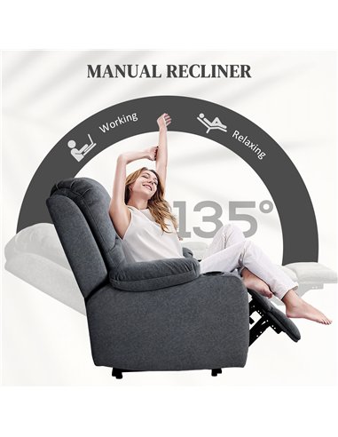 HOMCOM Microfibre Manual Reclining Armchair, with Footrest - Black