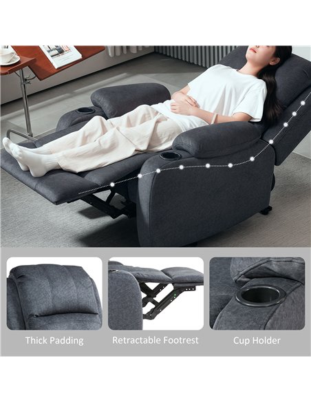 HOMCOM Microfibre Manual Reclining Armchair, with Footrest - Black - pic 121571 | FastDaddyshop