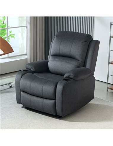 HOMCOM Microfibre Manual Reclining Armchair, with Footrest - Black