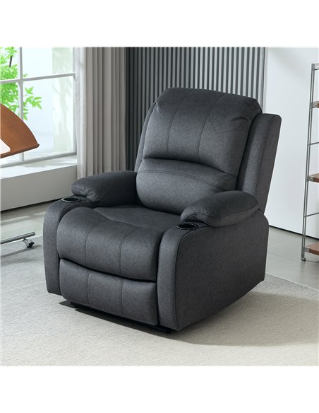 HOMCOM Microfibre Manual Reclining Armchair, with Footrest - Black - pic 121572 | FastDaddyshop