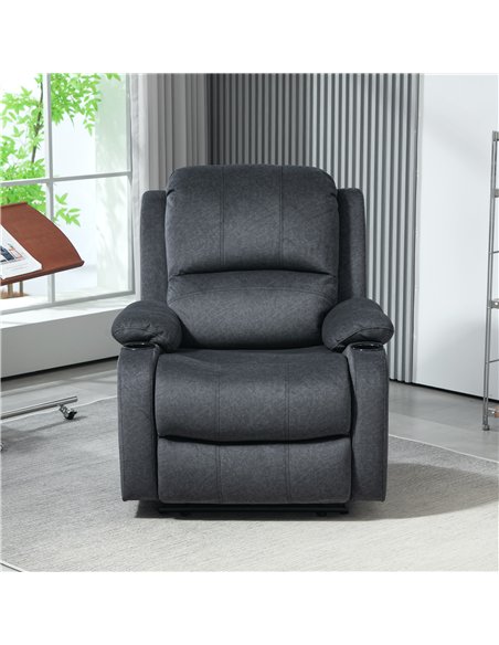 HOMCOM Microfibre Manual Reclining Armchair, with Footrest - Black - pic 121573 | FastDaddyshop