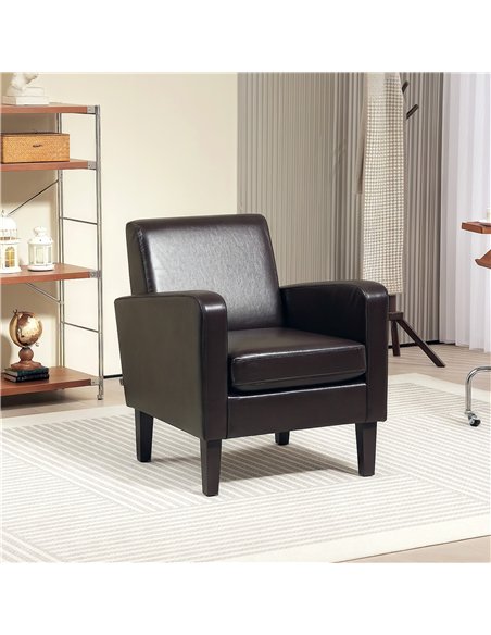 HOMCOM Faux Leather Simple Armchair - Brown - pic 121585 | FastDaddyshop
