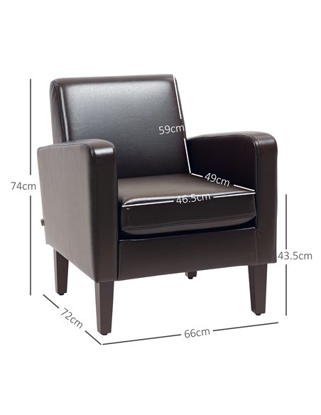 HOMCOM Faux Leather Simple Armchair - Brown - pic 121586 | FastDaddyshop