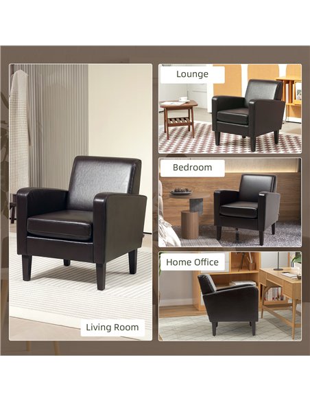 HOMCOM Faux Leather Simple Armchair - Brown - pic 121590 | FastDaddyshop