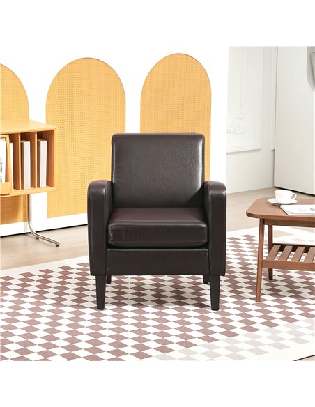 HOMCOM Faux Leather Simple Armchair - Brown - pic 121591 | FastDaddyshop