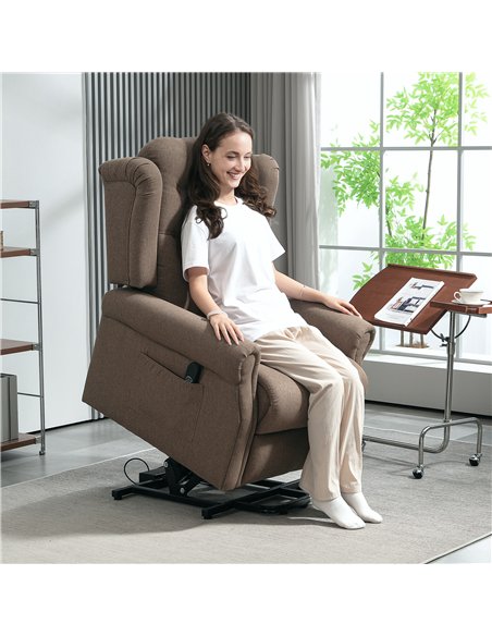 HOMCOM 45° Lifting Riser and Recliner Armchair  - Dark Brown - pic 121594 | FastDaddyshop