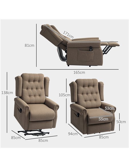 HOMCOM 45° Lifting Riser and Recliner Armchair  - Dark Brown - pic 121595 | FastDaddyshop