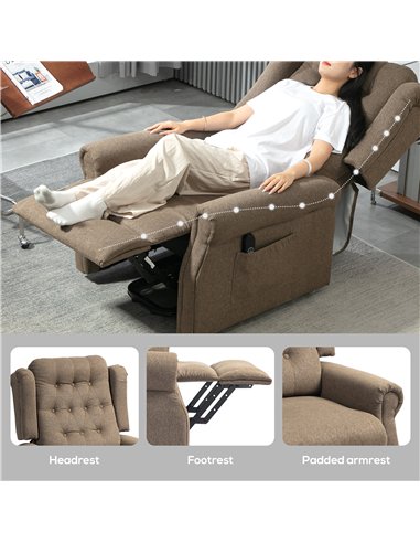 HOMCOM 45° Lifting Riser and Recliner Armchair  - Dark Brown