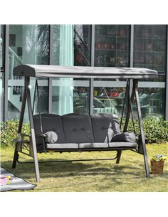 Outsunny 3 Seater Garden Swing Chair with Cushions and Cup Trays, Dark Grey 2