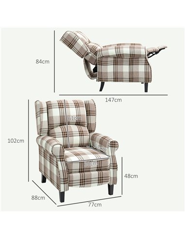 HOMCOM 160° Reclining Armchair, with Footrest - Brown