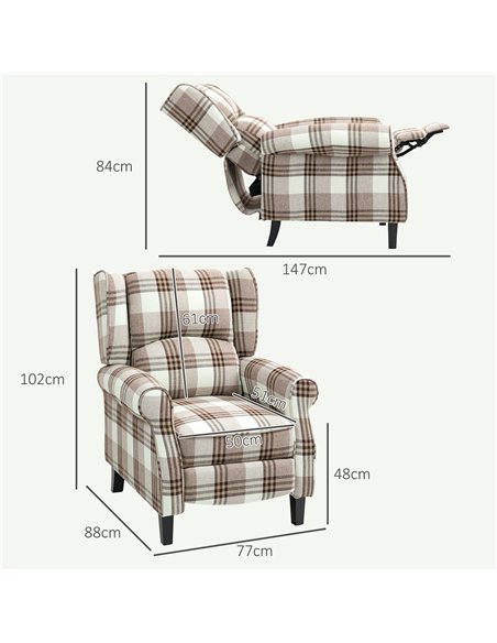 HOMCOM 160° Reclining Armchair, with Footrest - Brown - pic 121604 | FastDaddyshop