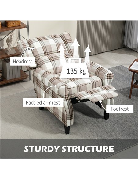 HOMCOM 160° Reclining Armchair, with Footrest - Brown - pic 121607 | FastDaddyshop