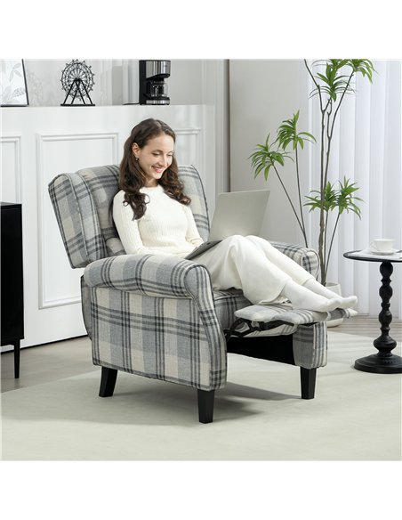 HOMCOM 160° Reclining Armchair, with Footrest - Grey - pic 121612 | FastDaddyshop